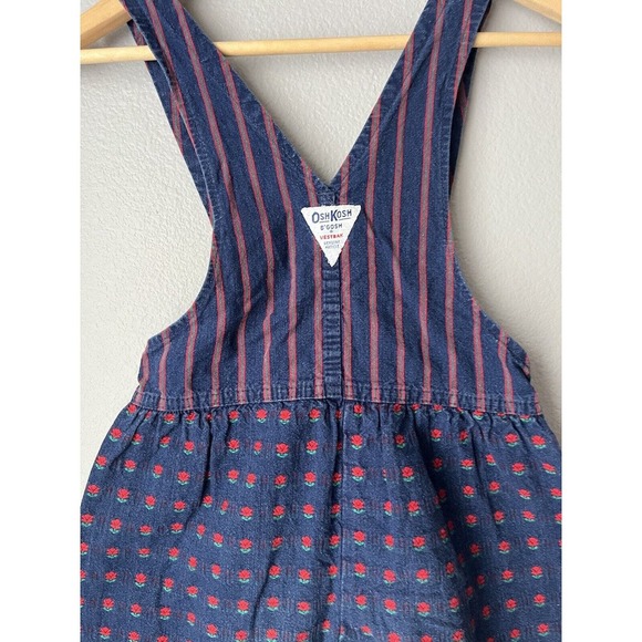 Vintage EUC Oshkosh 6 Vestbak Floral Overalls Made in USA Navy Blue Red - Picture 4 of 7